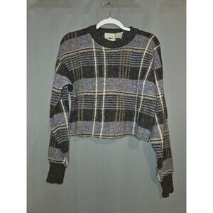 Christopher Hayes Vintage Cropped Long Sleeve Plaid Sweater 100% Wool Size Small